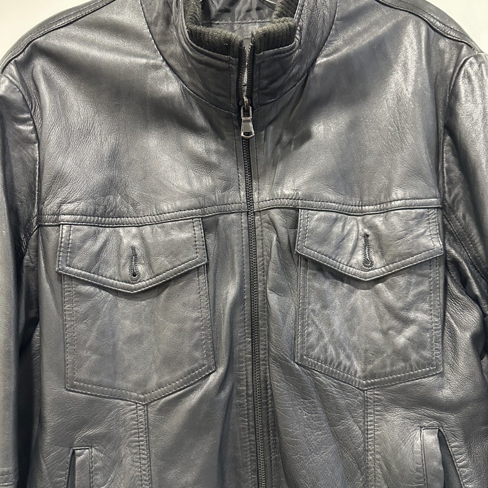 Black leather jacket for men Zara - Picture 4 of 8